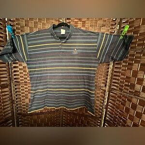 Disney Men's Polo Shirt - Navy with Multicolor Stripes XXL